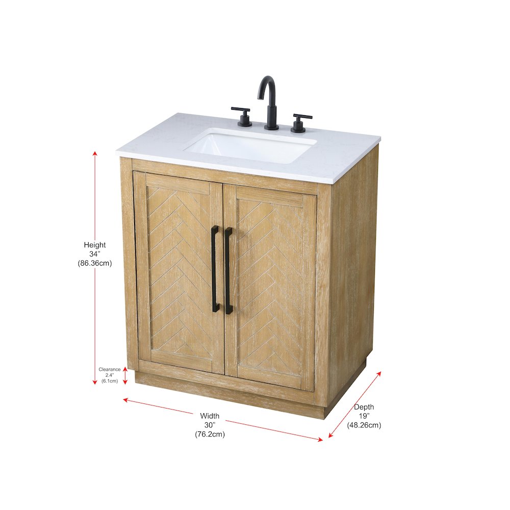 30 inch Single Bathroom Vanity in Linen Oak
