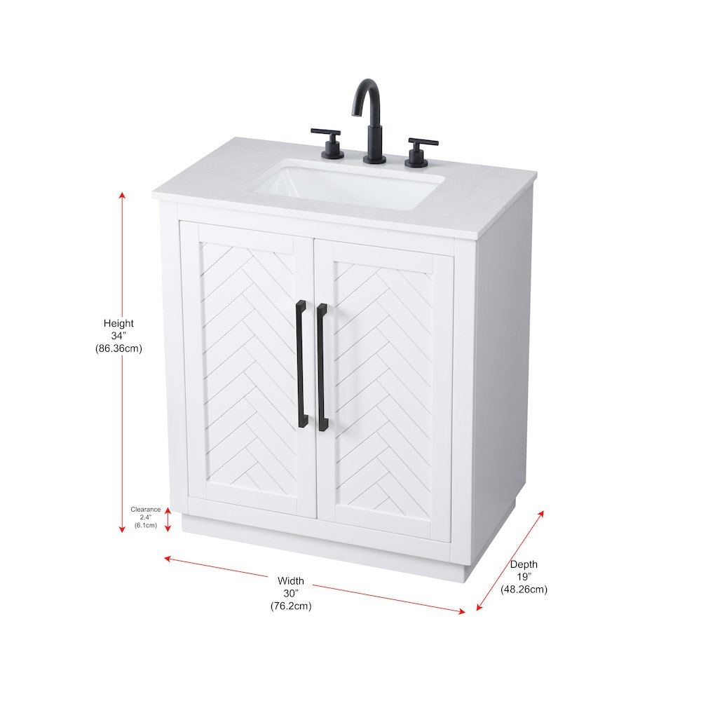 30 inch Single Bathroom Vanity in White