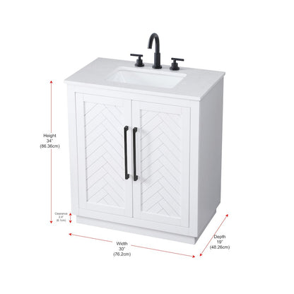 30 inch Single Bathroom Vanity in White