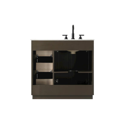 36 inch Single Bathroom Vanity in Chocolate Oak