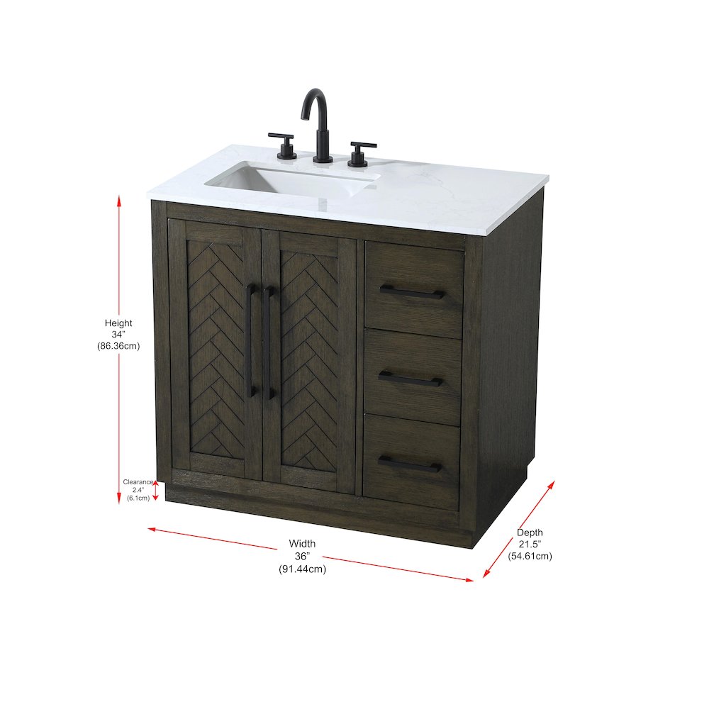 36 inch Single Bathroom Vanity in Chocolate Oak