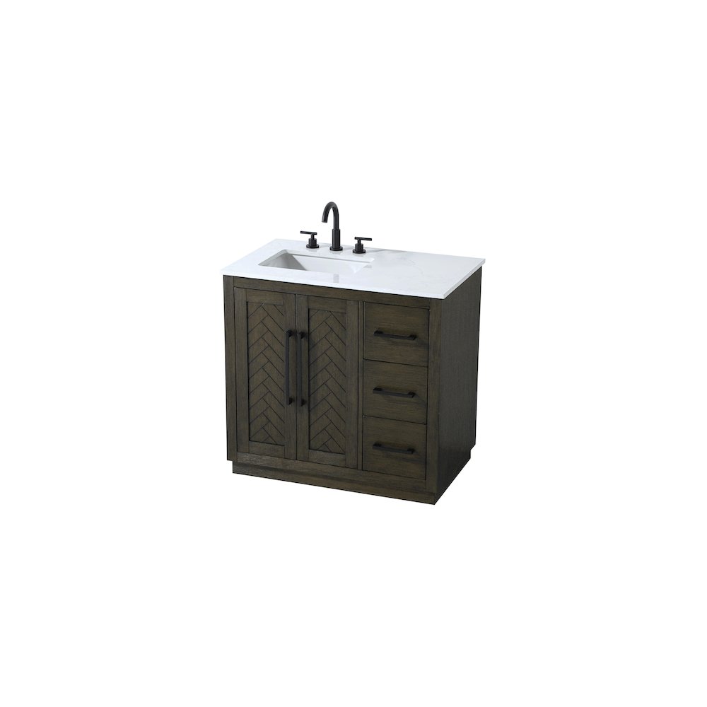36 inch Single Bathroom Vanity in Chocolate Oak