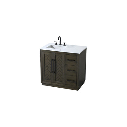 36 inch Single Bathroom Vanity in Chocolate Oak