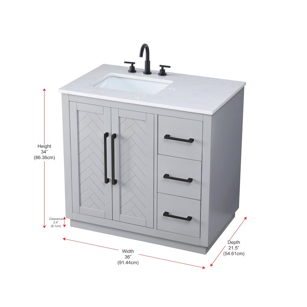 36 inch Single Bathroom Vanity in Grey