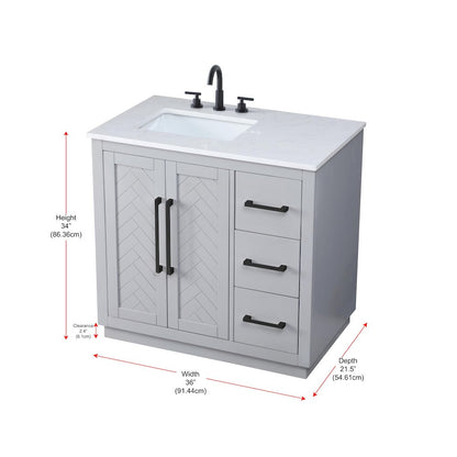 36 inch Single Bathroom Vanity in Grey
