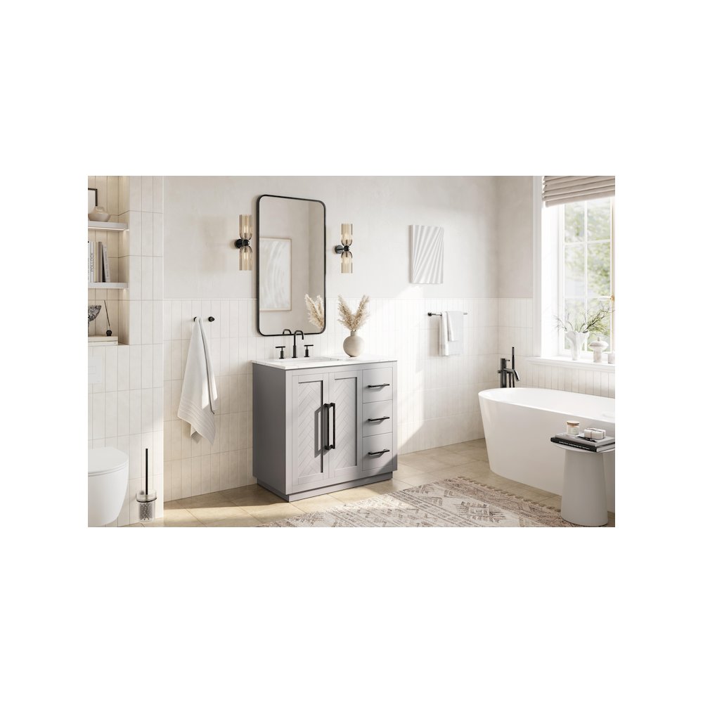 36 inch Single Bathroom Vanity in Grey