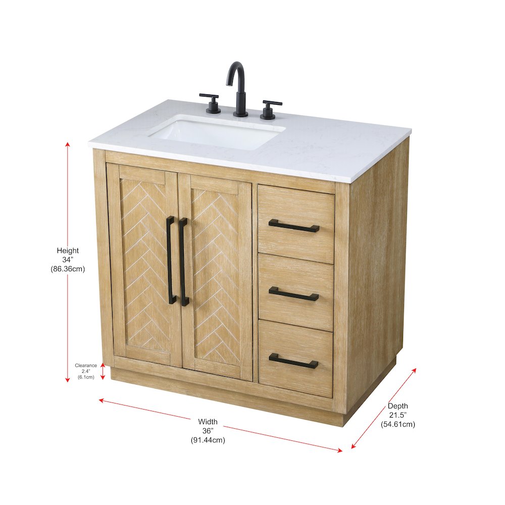 36 inch Single Bathroom Vanity in Linen Oak