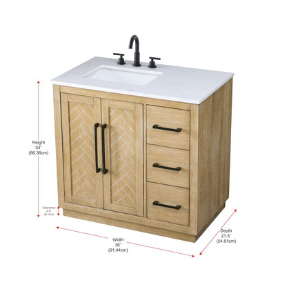 36 inch Single Bathroom Vanity in Linen Oak