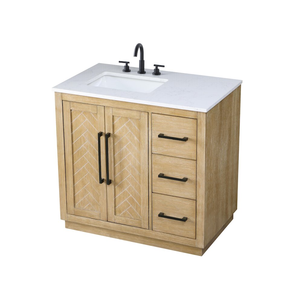 36 inch Single Bathroom Vanity in Linen Oak