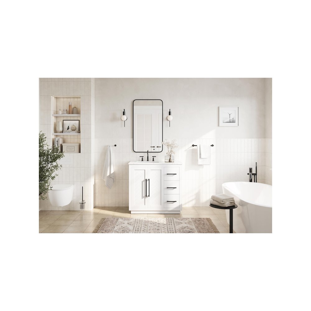 36 inch Single Bathroom Vanity in White