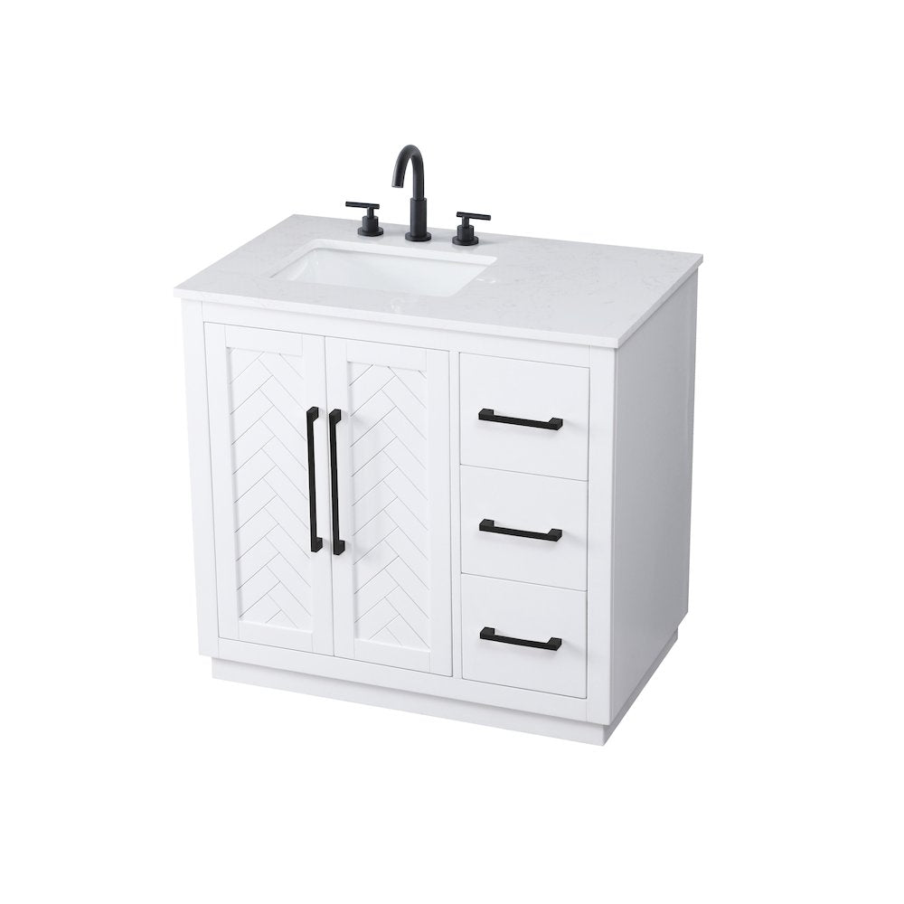 36 inch Single Bathroom Vanity in White