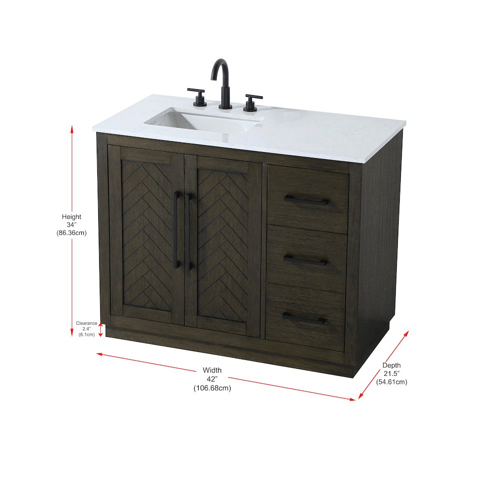 42 inch Single Bathroom Vanity in Chocolate Oak