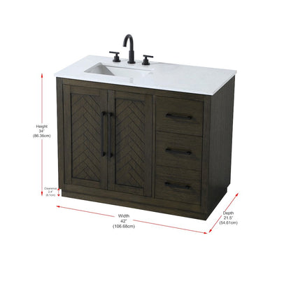 42 inch Single Bathroom Vanity in Chocolate Oak