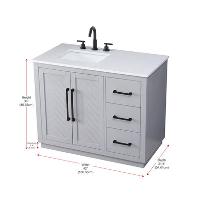 42 inch Single Bathroom Vanity in Grey
