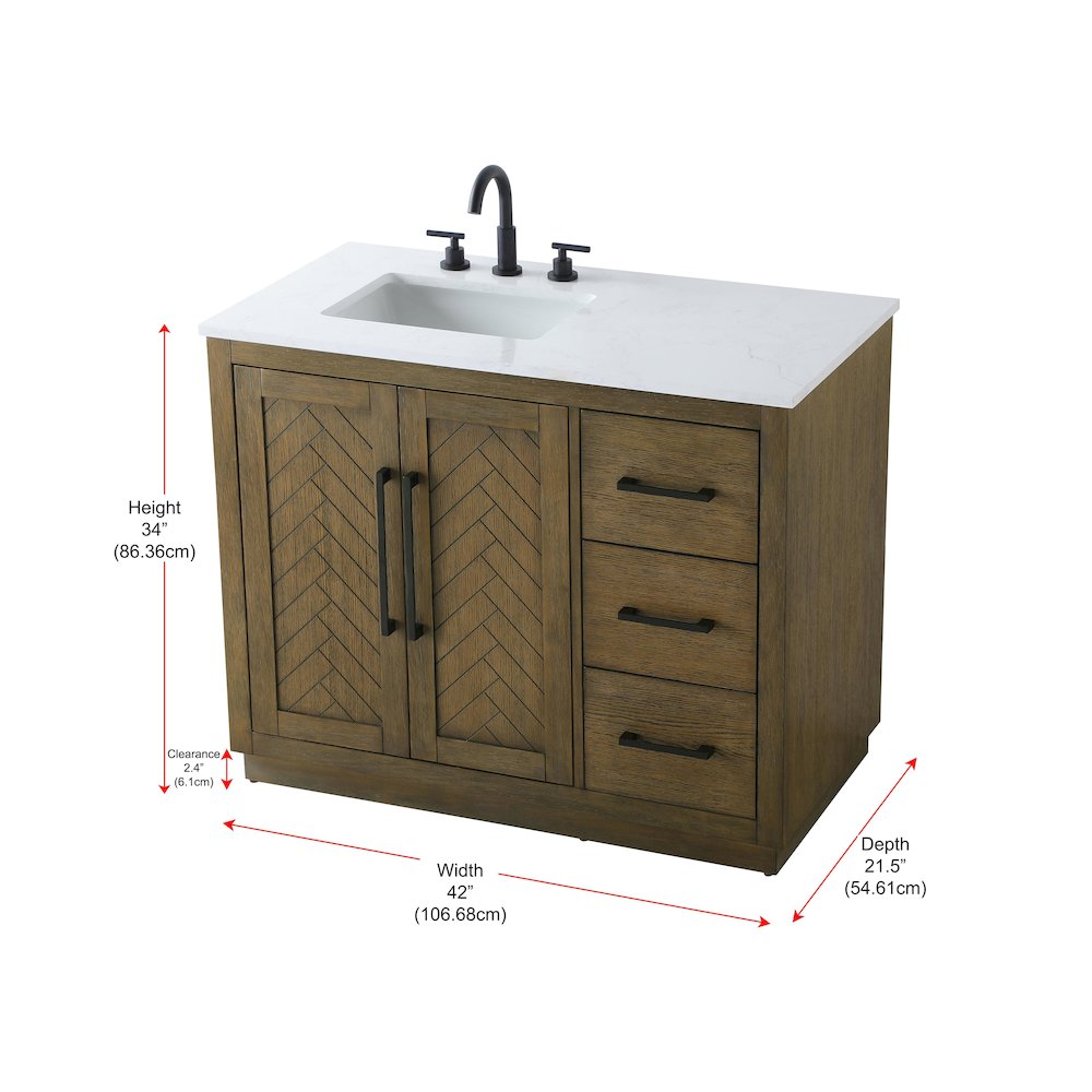 42 inch Single Bathroom Vanity in Hazel Oak