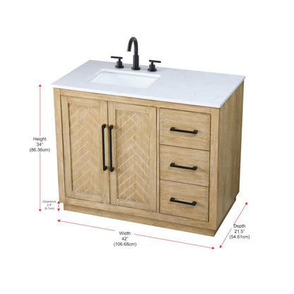 42  inch Single Bathroom Vanity in Linen Oak