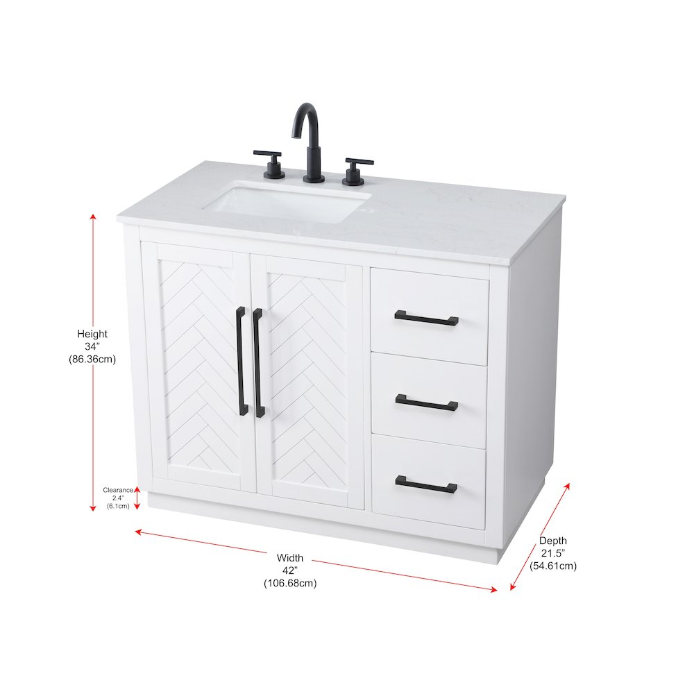 42 inch Single Bathroom Vanity in White