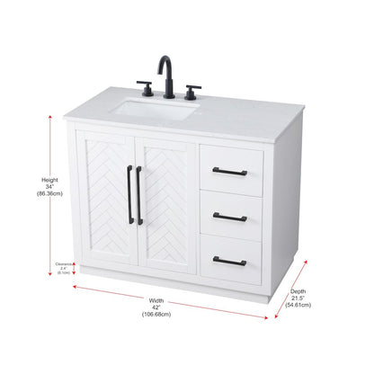 42 inch Single Bathroom Vanity in White