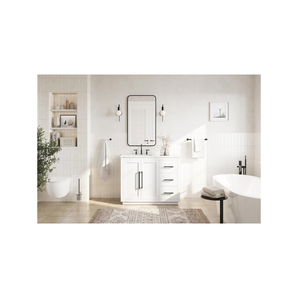 42 inch Single Bathroom Vanity in White