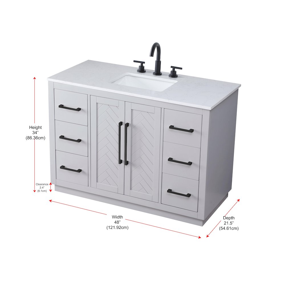 48 inch Single Bathroom Vanity in Grey
