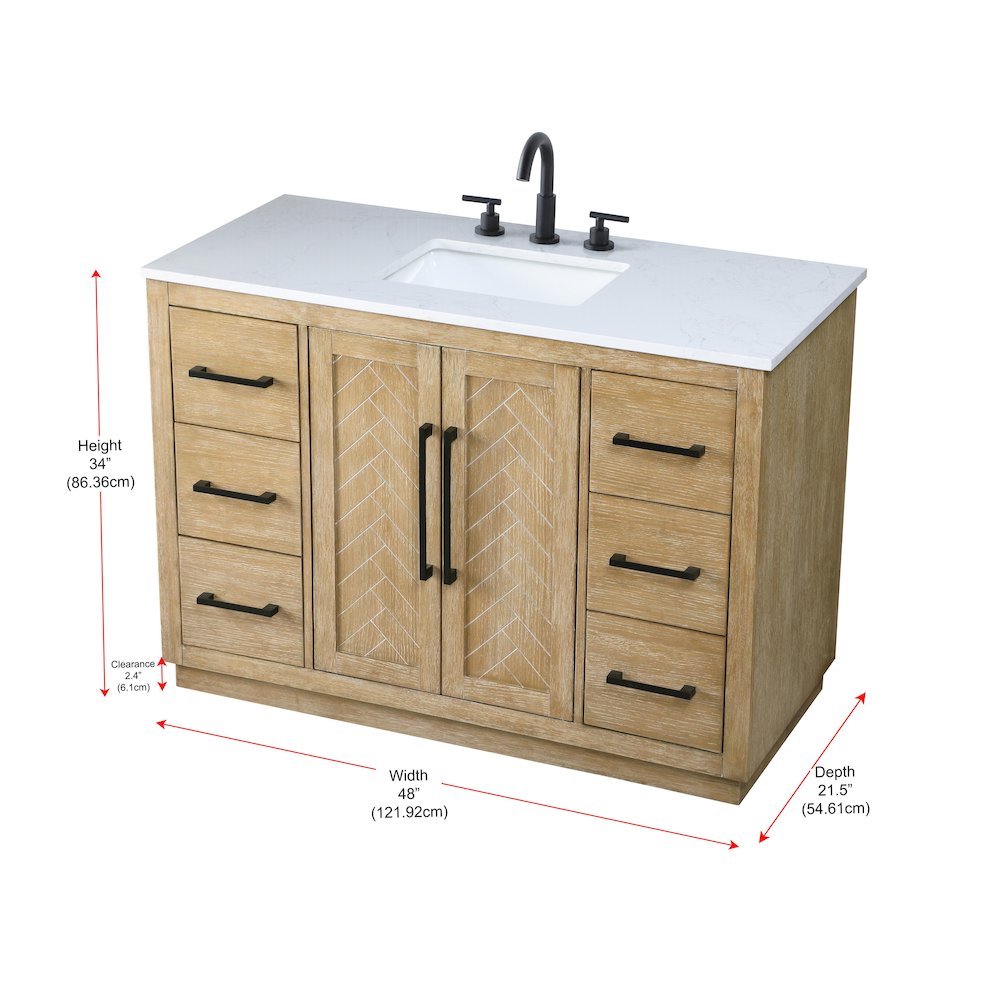 48  inch Single Bathroom Vanity in Linen Oak
