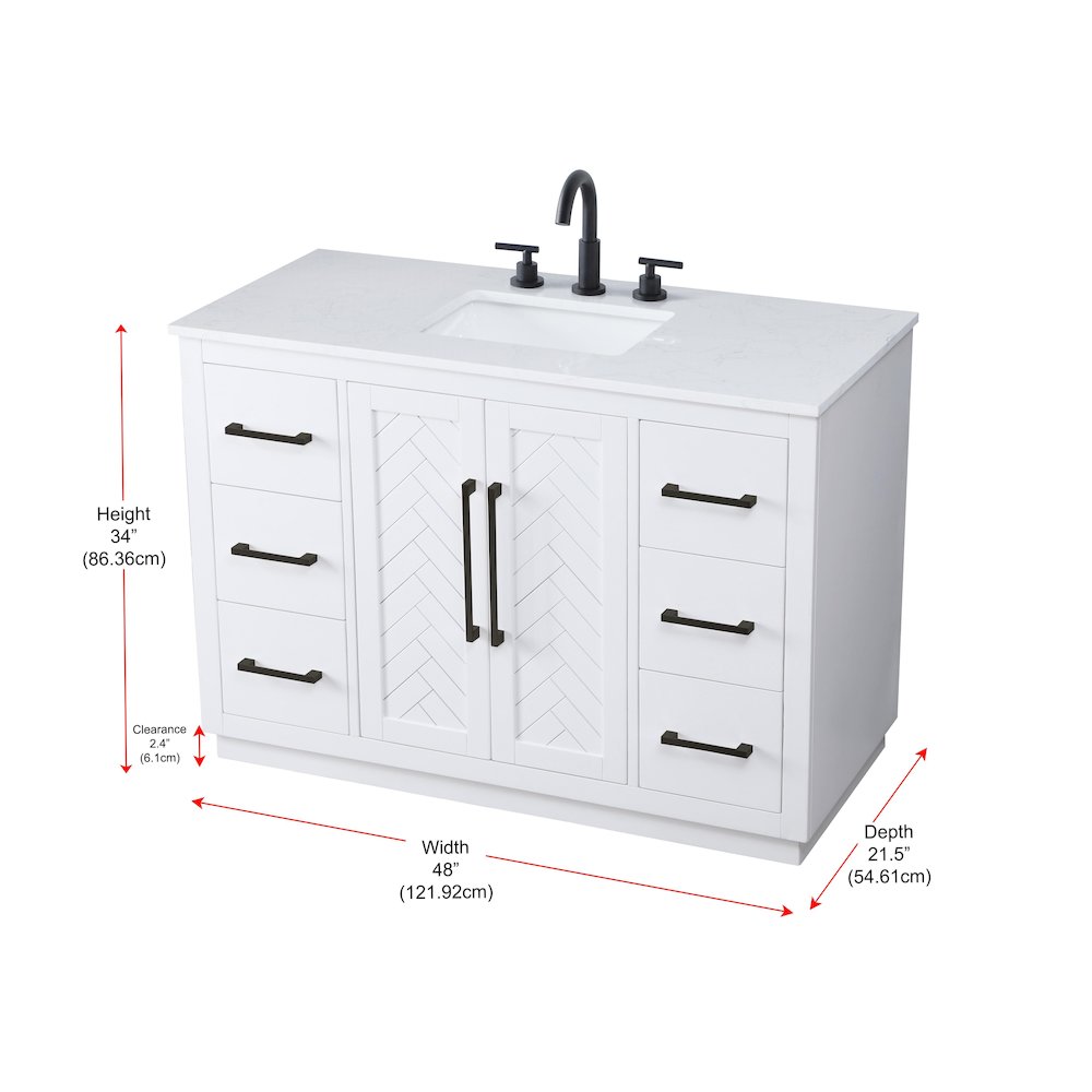 48 inch Single Bathroom Vanity in White