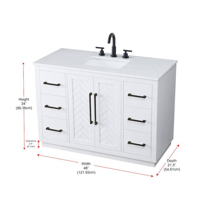 48 inch Single Bathroom Vanity in White