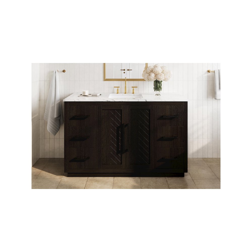 54 inch Single Bathroom Vanity in Chocolate Oak