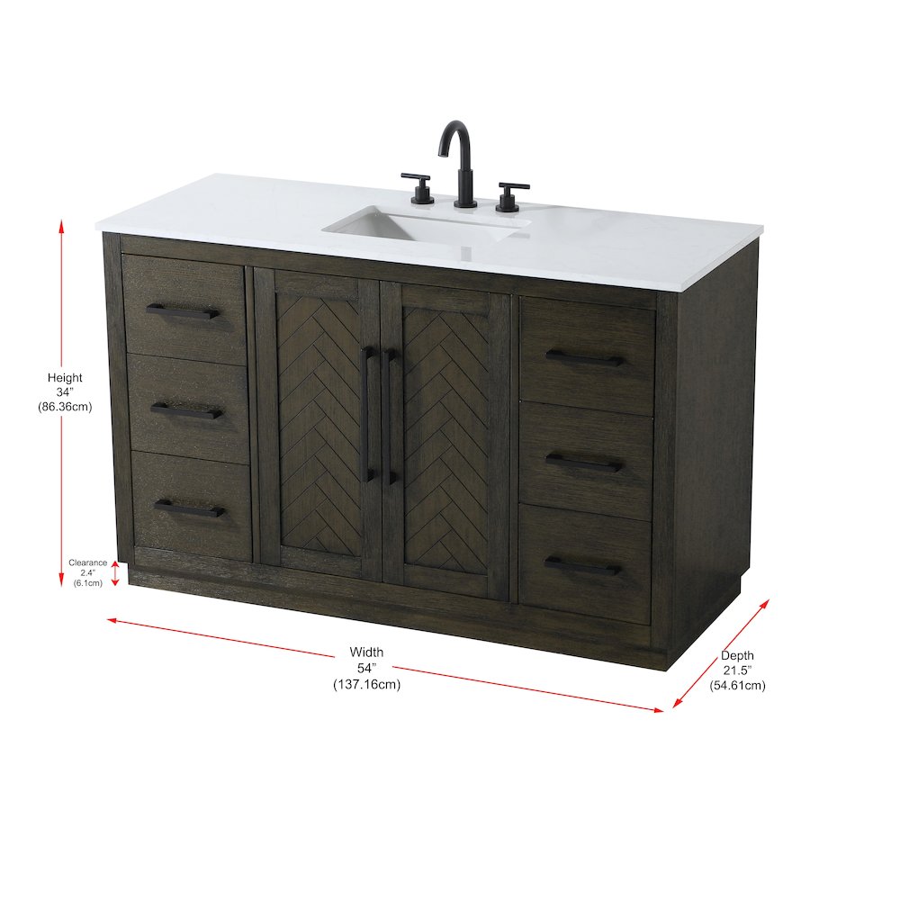 54 inch Single Bathroom Vanity in Chocolate Oak