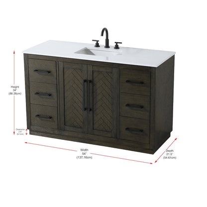54 inch Single Bathroom Vanity in Chocolate Oak