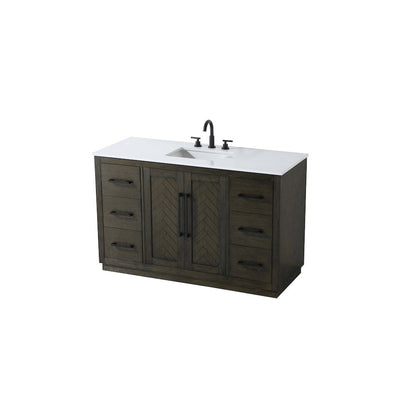 54 inch Single Bathroom Vanity in Chocolate Oak
