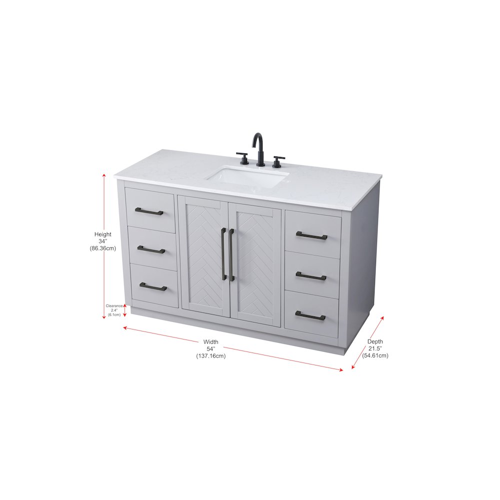 54 inch Single Bathroom Vanity in Grey