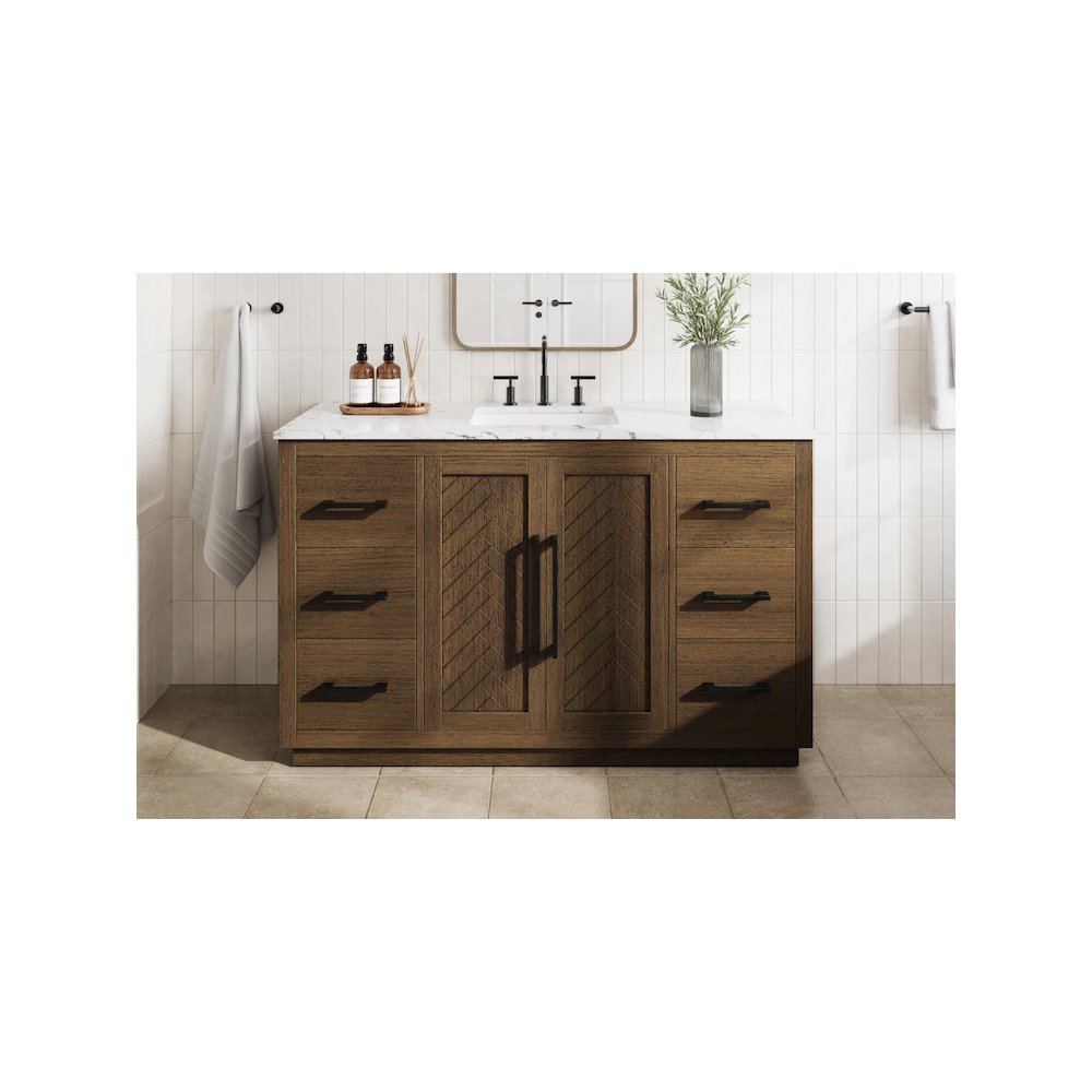 54 inch Single Bathroom Vanity in Hazel Oak