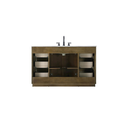 54 inch Single Bathroom Vanity in Hazel Oak