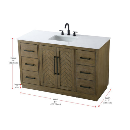 54 inch Single Bathroom Vanity in Hazel Oak