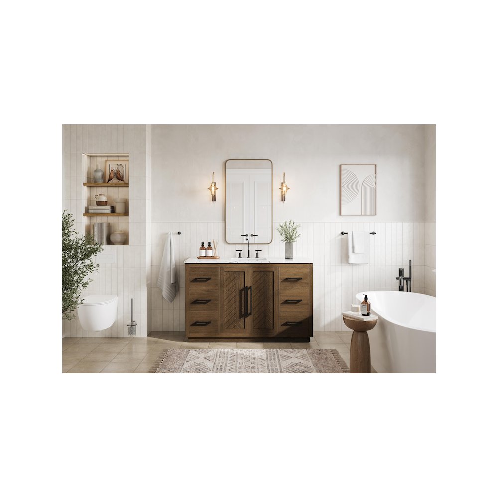 54 inch Single Bathroom Vanity in Hazel Oak