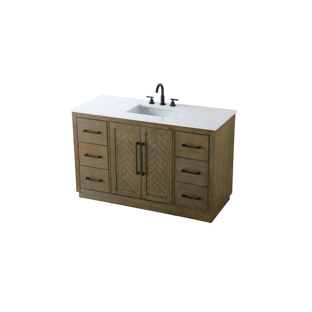 54 inch Single Bathroom Vanity in Hazel Oak
