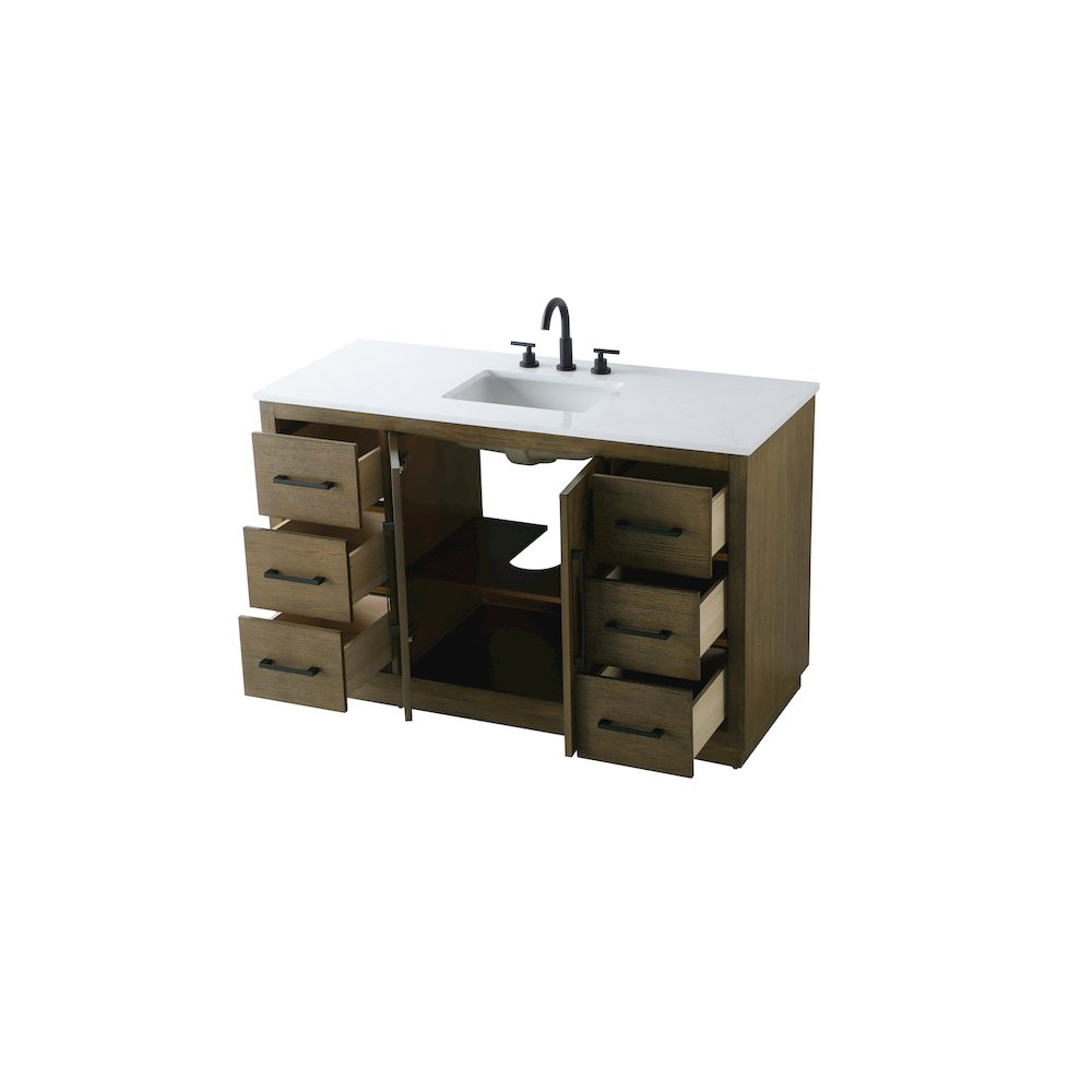 54 inch Single Bathroom Vanity in Hazel Oak