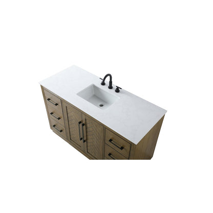 54 inch Single Bathroom Vanity in Hazel Oak