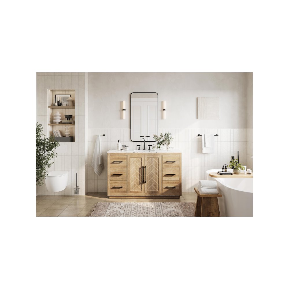 54 inch Single Bathroom Vanity in Linen Oak