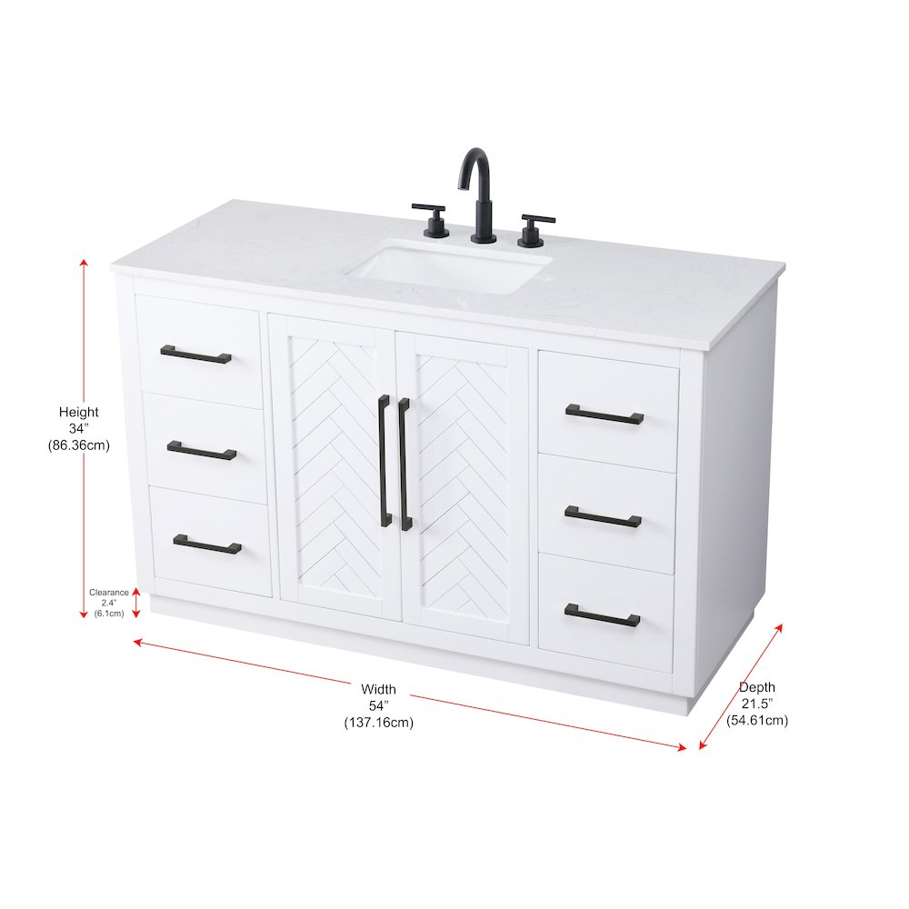 54 inch Single Bathroom Vanity in White