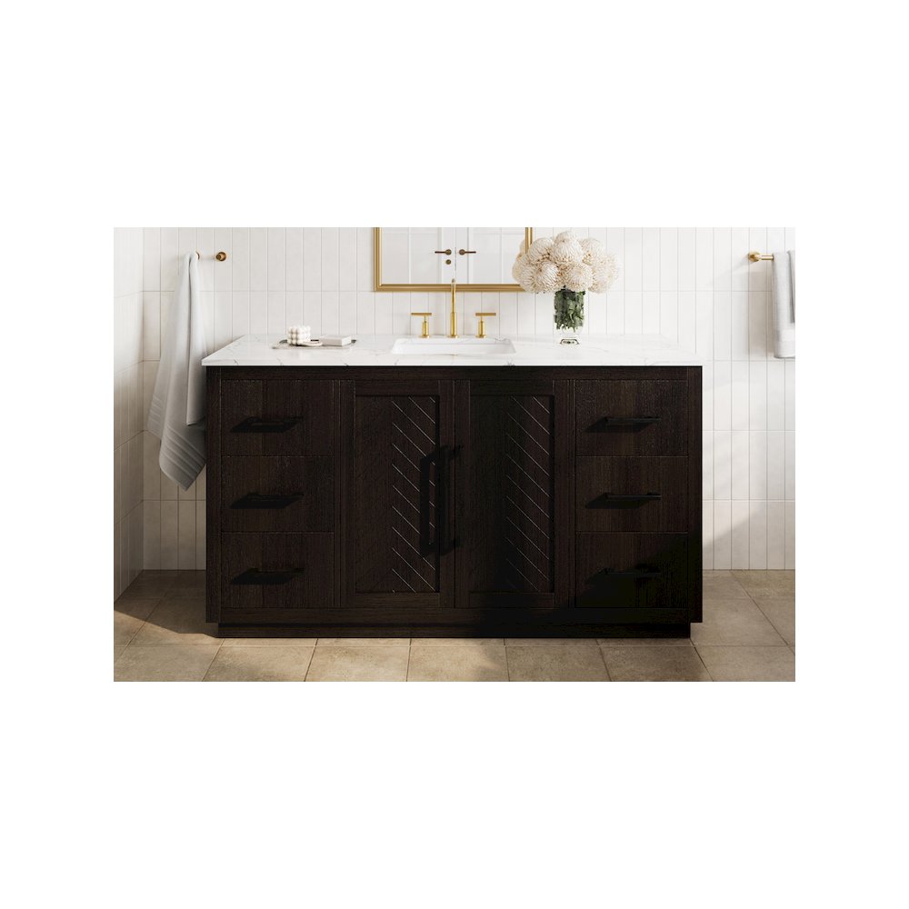 60 inch Single Bathroom Vanity in Chocolate Oak