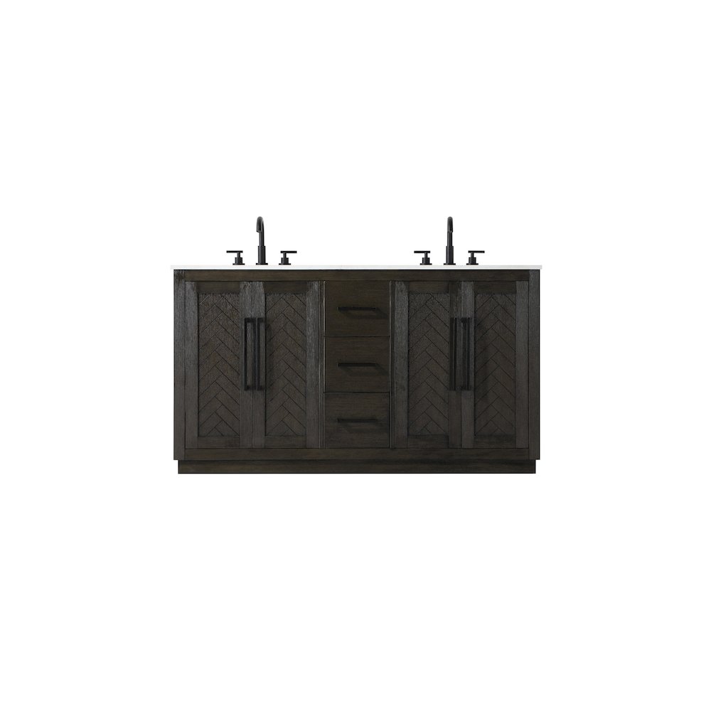 60 inch Double Bathroom Vanity in Chocolate Oak