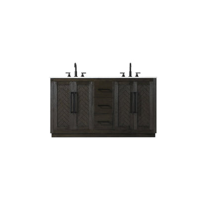 60 inch Double Bathroom Vanity in Chocolate Oak