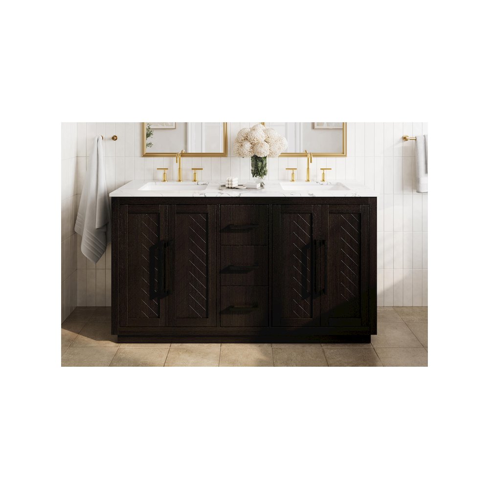 60 inch Double Bathroom Vanity in Chocolate Oak