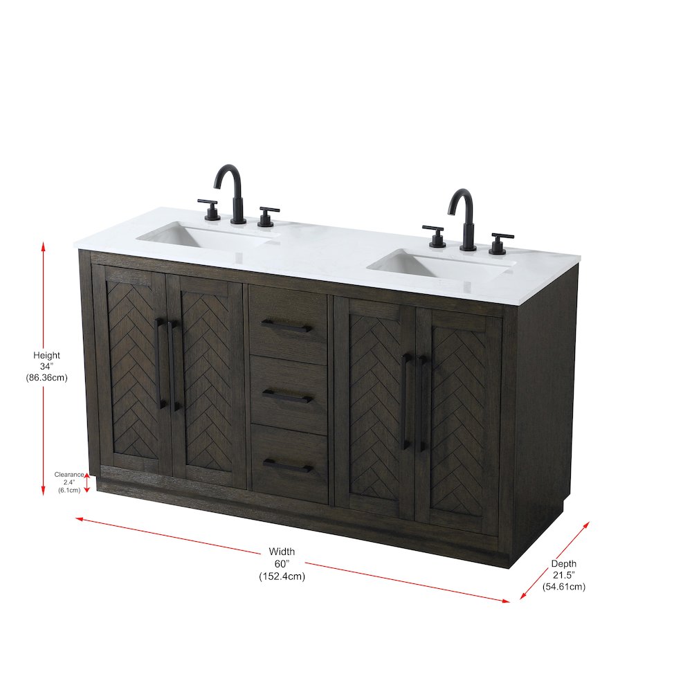 60 inch Double Bathroom Vanity in Chocolate Oak