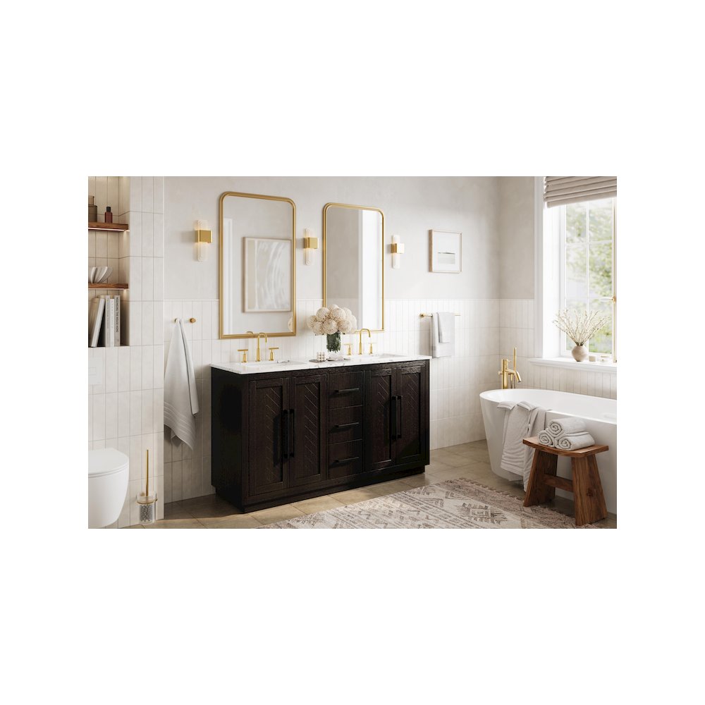 60 inch Double Bathroom Vanity in Chocolate Oak