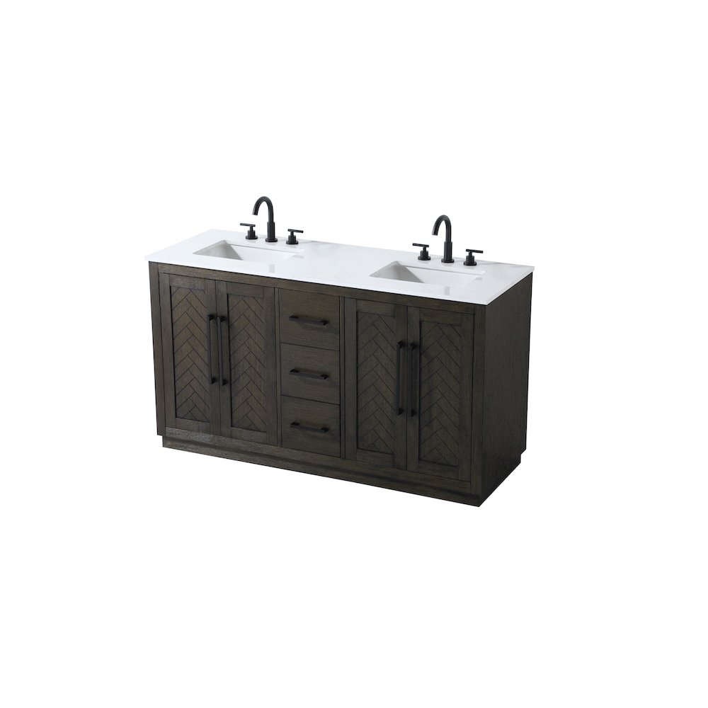 60 inch Double Bathroom Vanity in Chocolate Oak