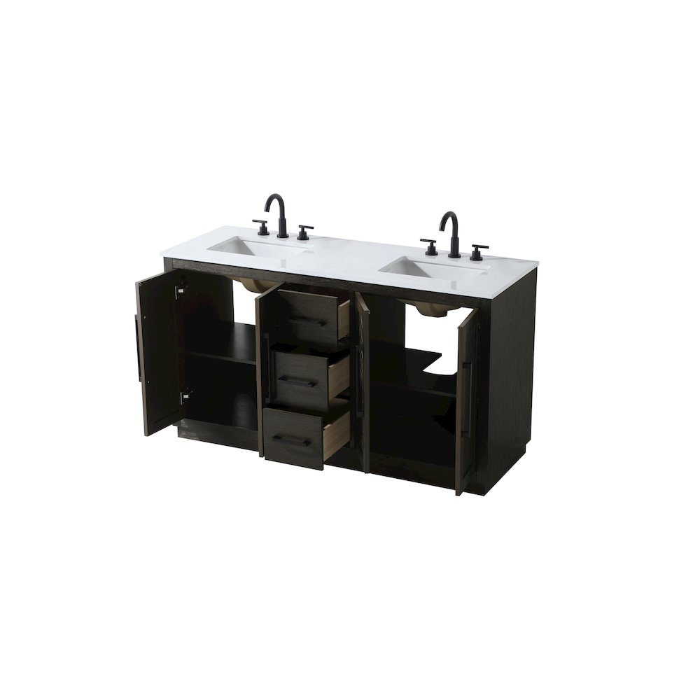 60 inch Double Bathroom Vanity in Chocolate Oak