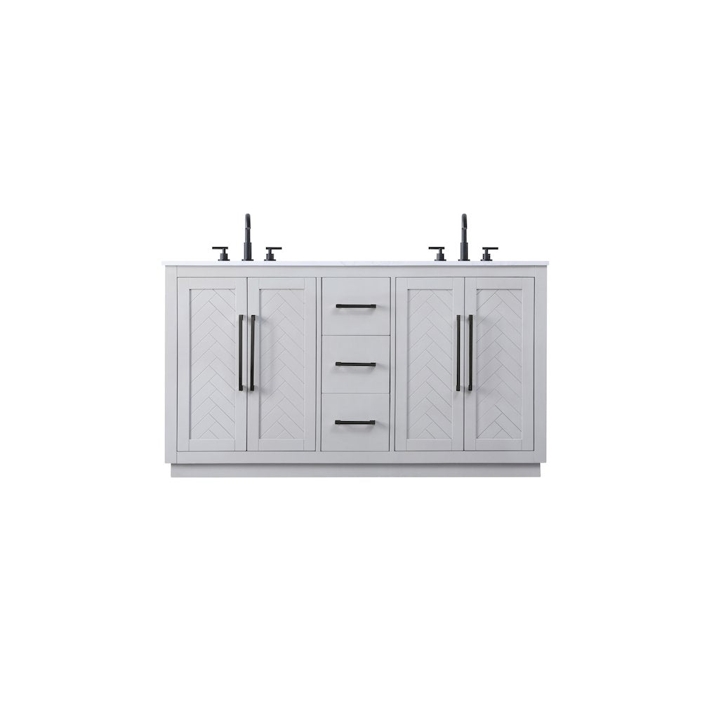 60 inch Double Bathroom Vanity in Grey